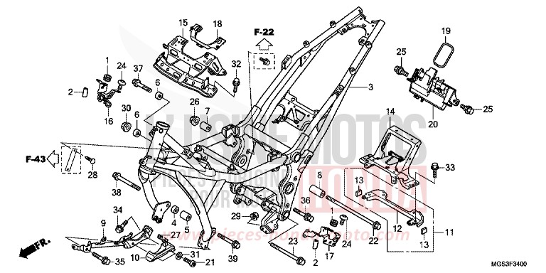 CARROSSERIE DE CHASSIS de NC700X Boîte Méca DARKNESS BLACK METALLIC (NH463) de 2013